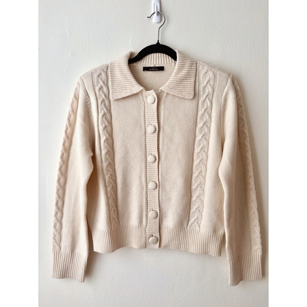 Twinset Wool Cardigan Sweater Ivory Women's Medium